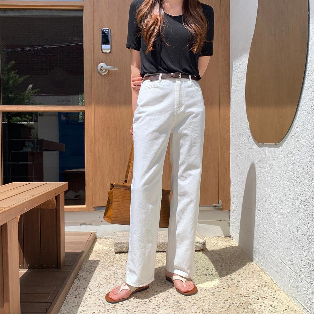 ハイウエスト コットン セミ レディース ワイドパンツ 女性 夏 パンツ コットンパンツ ストレートパンツ ワイドパンツ ホワイト