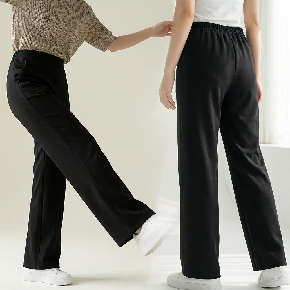レディース バンド付き ストレートパンツ ビッグサイズ スラックス 楽ちんパンツ ママ ゴムウエスト ストレートパンツ