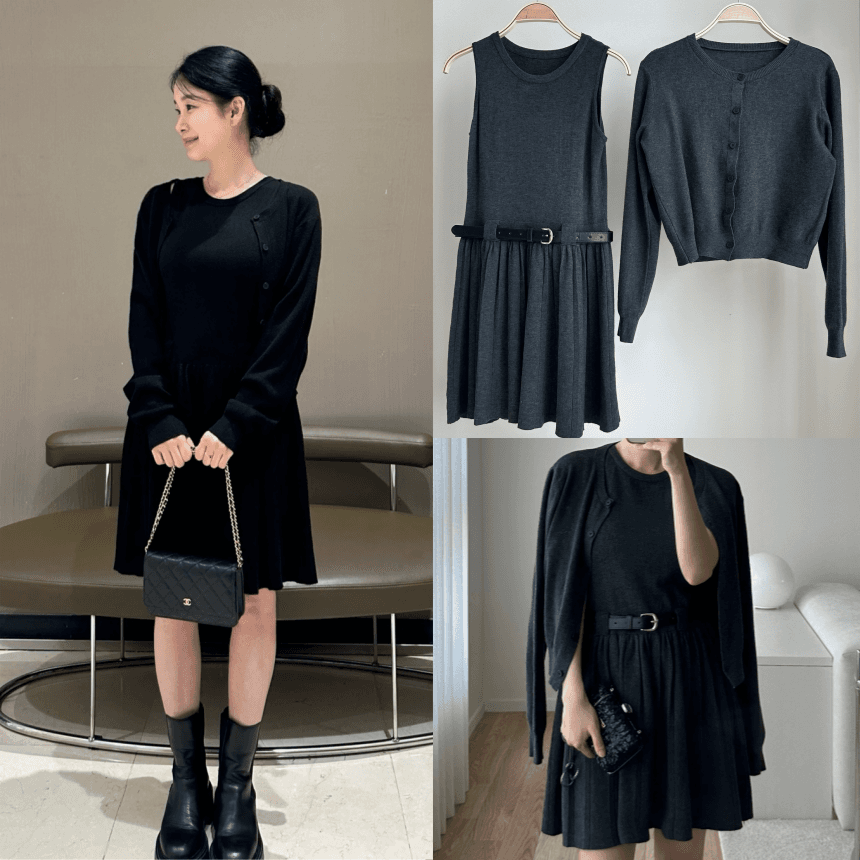 5月 結婚式ゲストルック 春 ニット ミニワンピース カーディガン セット 低身長さん向け 顔合わせ 服装 Pinterest
