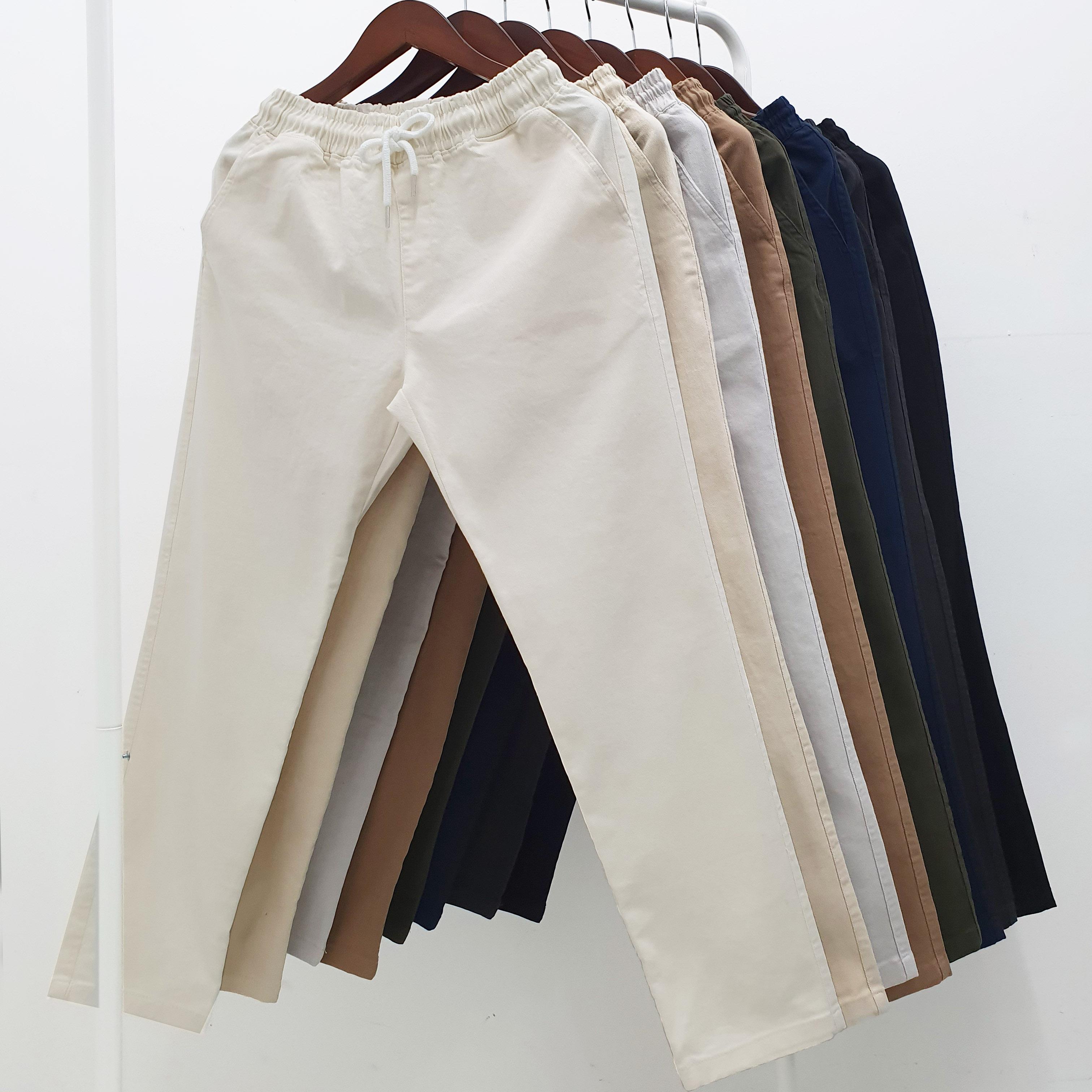 Men's Comfortable Elastic Banding Spandex Slacks Cotton Pants Big Size Summer