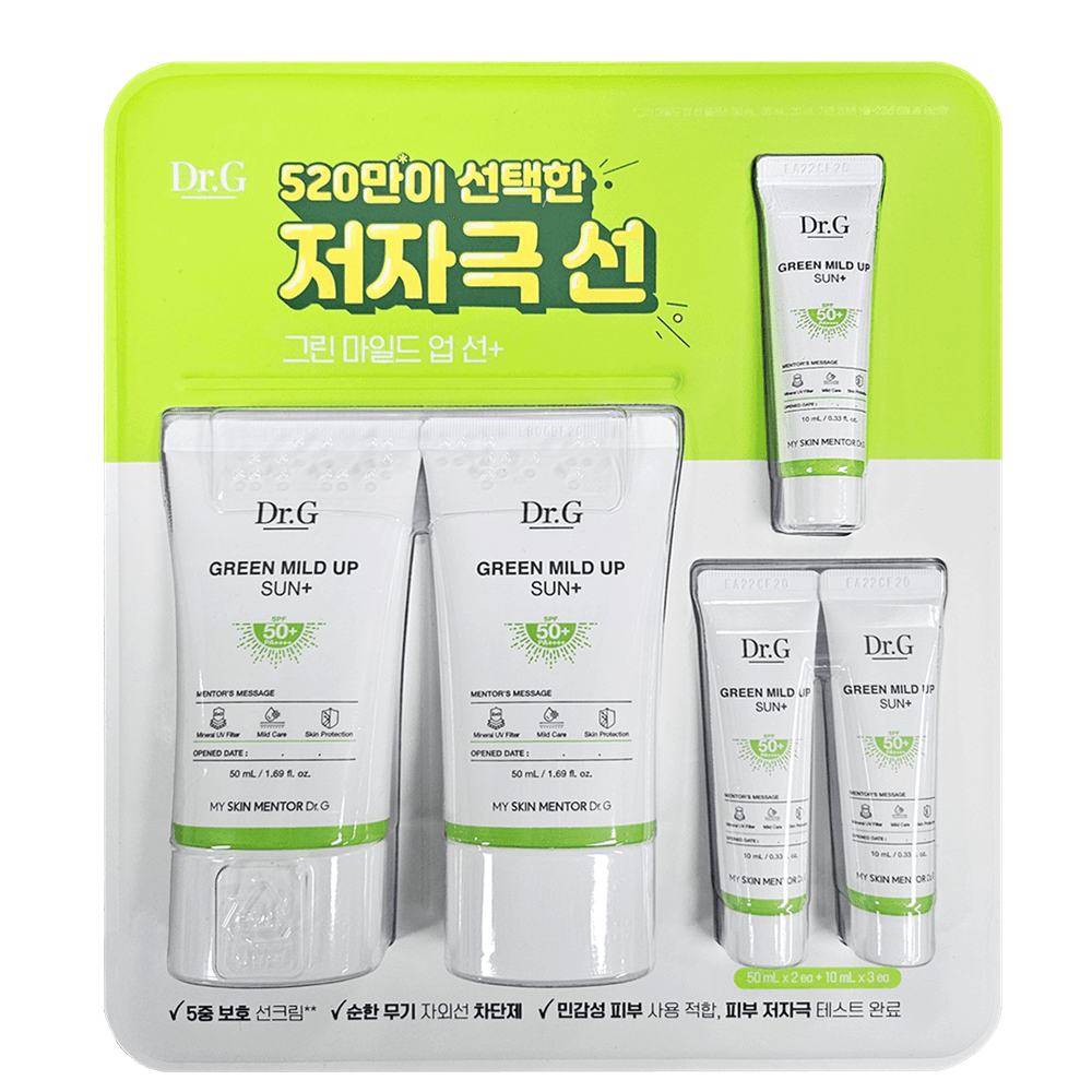 [到着保証] Dr.G グリーン マイルド アップ サン サンクリーム 無機紫外線防御 コストコ サンクリーム 50ml x 2個 + 10ml x 3個、1個