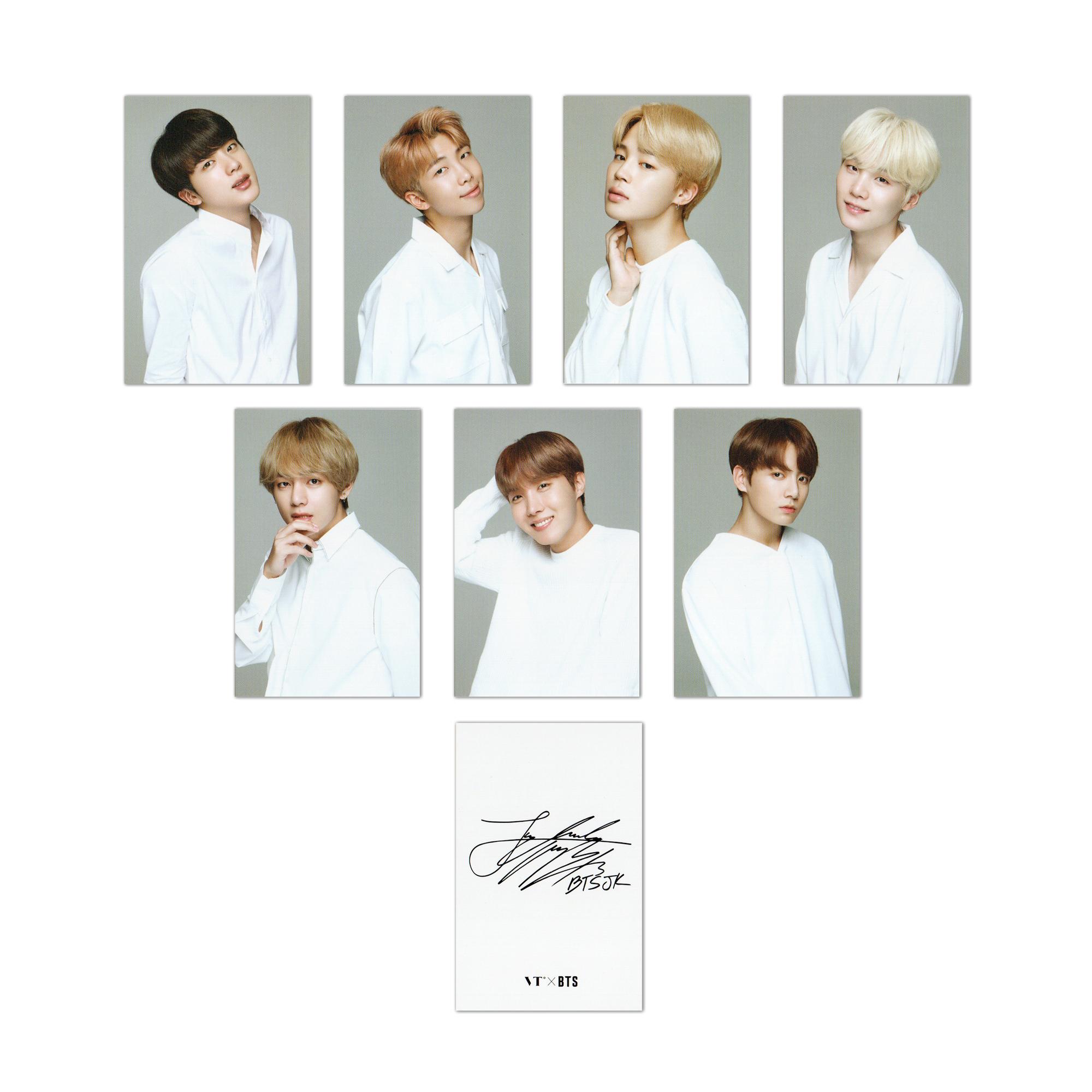 BTS 防弾少年団 メンバーサイン フォトカード オリジナル 7枚セット ブラック/ホワイト