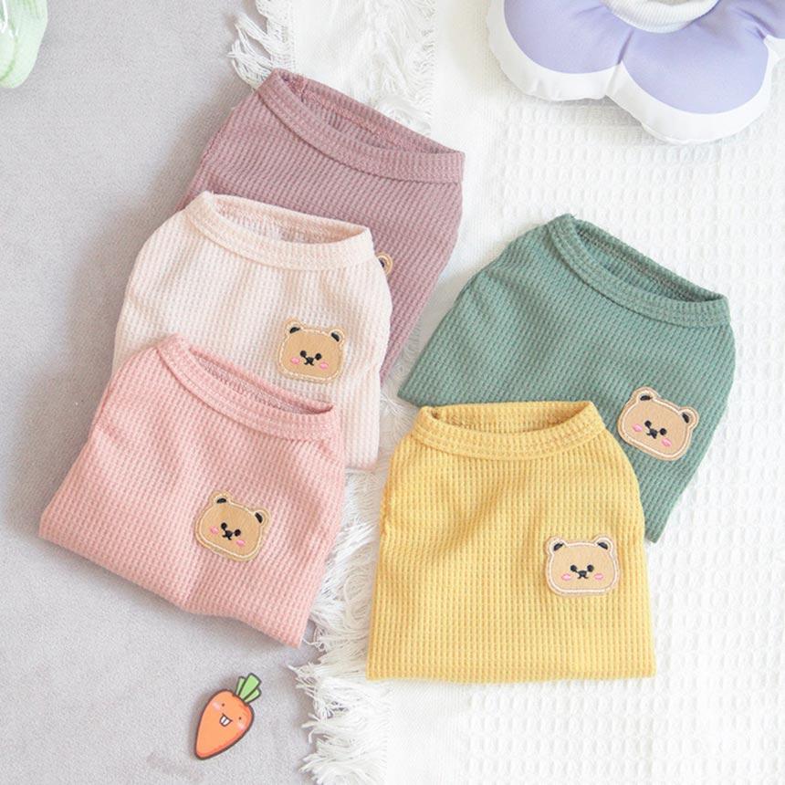犬服 クルーネック ワッフルTシャツ イエロー S