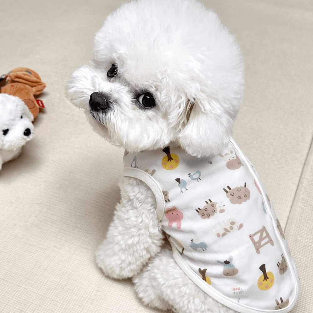 강아지옷 강아지 쿨나시 여름옷 실내복 잠옷 조끼 오가닉 순면 수면조끼 포근해꿀잠S