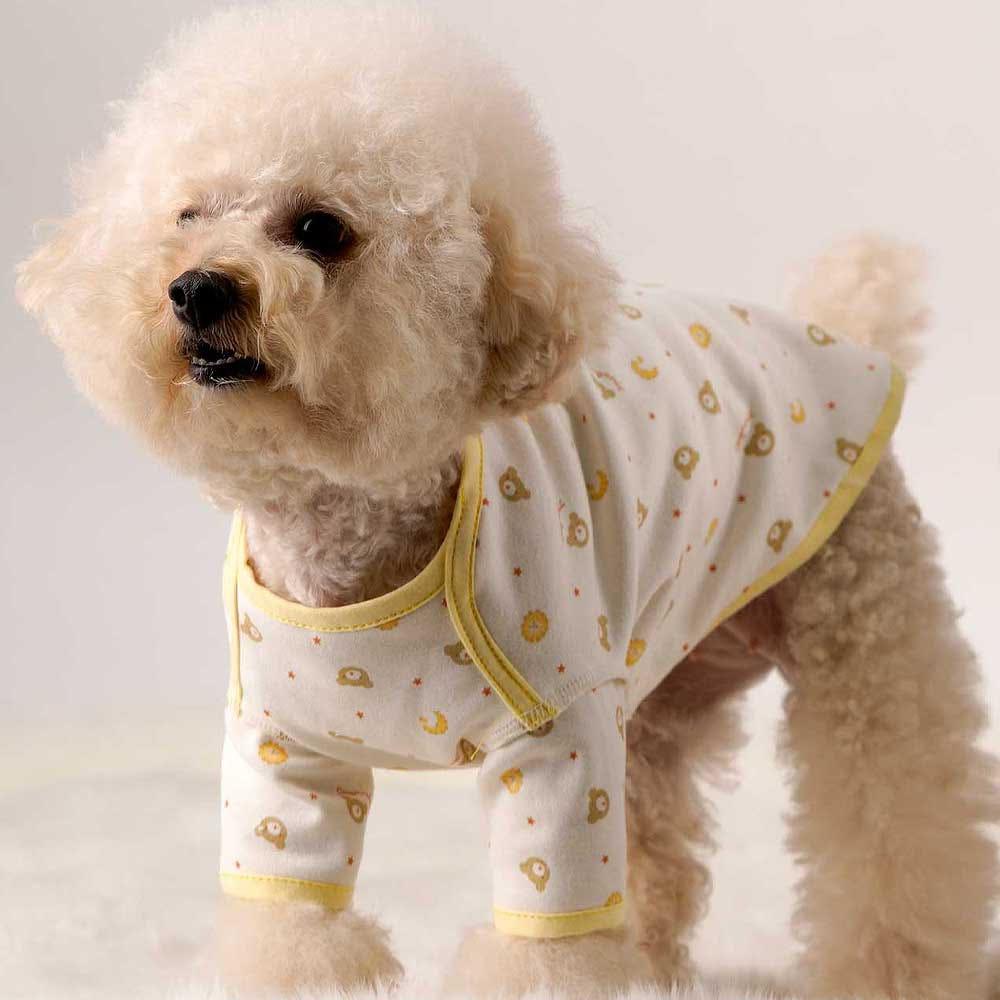犬服 オーガニック半袖Tシャツ 綿100% カーディガン ぐっすり 室内着 ペットパジャマ ミニビスケットXS