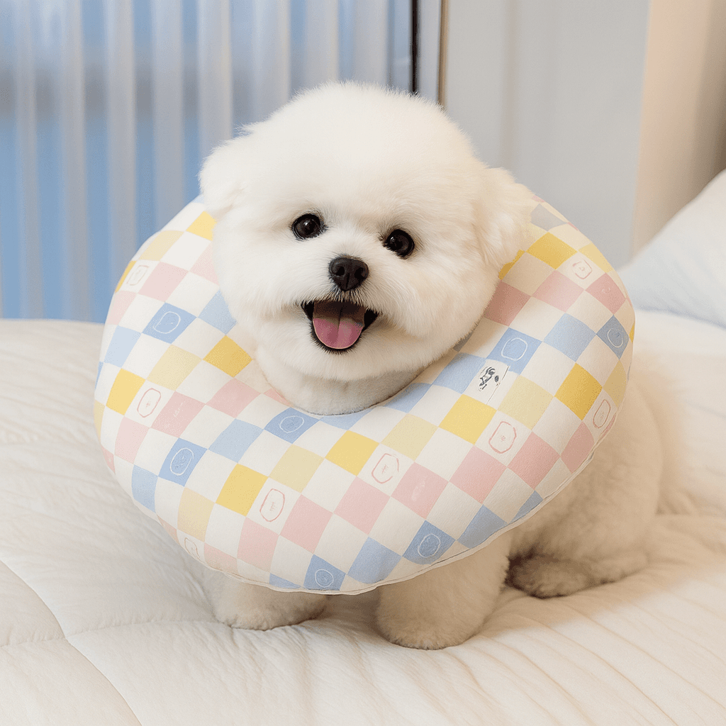 犬用エリザベスカラー オーガニック漏斗カバー 分離型 超軽量 クッション ぐっすり 熊 S