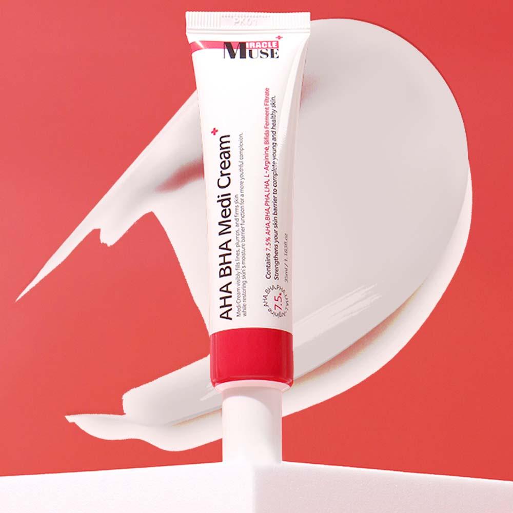 MIRACLE MUSE AHA BHA メディクリーム [薬局保湿 鎮静 肝斑美白 着色色素沈着 スティーバa メラノンメラトニンメラトニング]
