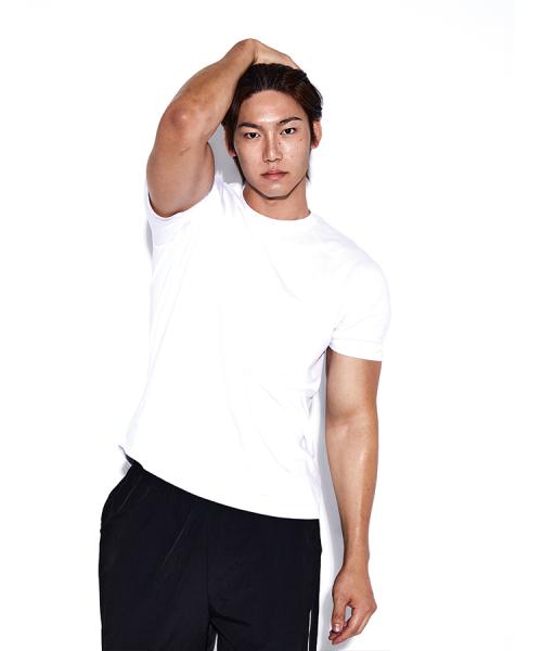 [알브이디] 無地 モダール マッスルフィット 半袖Tシャツ (ホワイト) [1TS01]