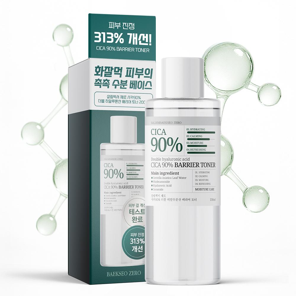[肌鎮静 313%改善] 살림백서（SALIMBAEKSEO）ゼロ シカ90% ダブルヒアルロン酸 トナー 200ml スキン鎮静 保湿 ツボクサ 弱酸性 エッセンス