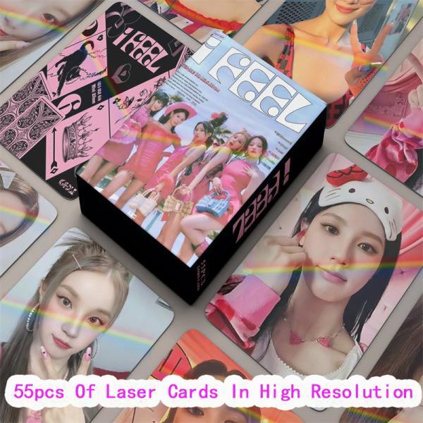 55枚/セット Kpop (G)I-DLE HD レーザーフラッシュカード アルバム I FEEL LOMO ソング Yuqi Minnie MIYEON ポストカード 写真