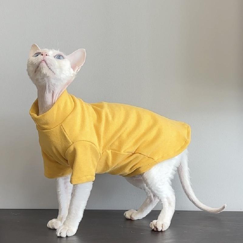 猫用 スフィンクス服 半ハイネック 無地 Tシャツ 猫用美容服 XS