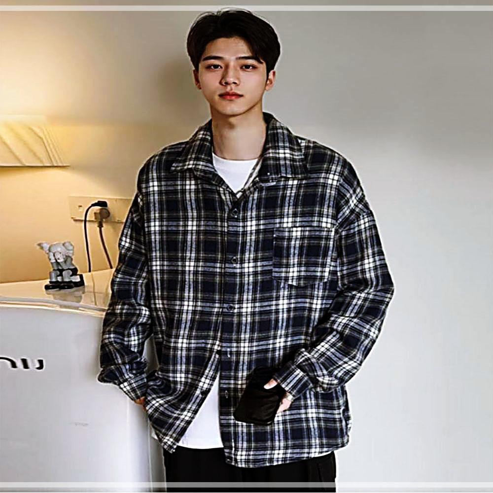 체크 남방 남성 가을 캐주얼 데이트룩 체크 셔츠 모던 체크 RWFFZSZS
