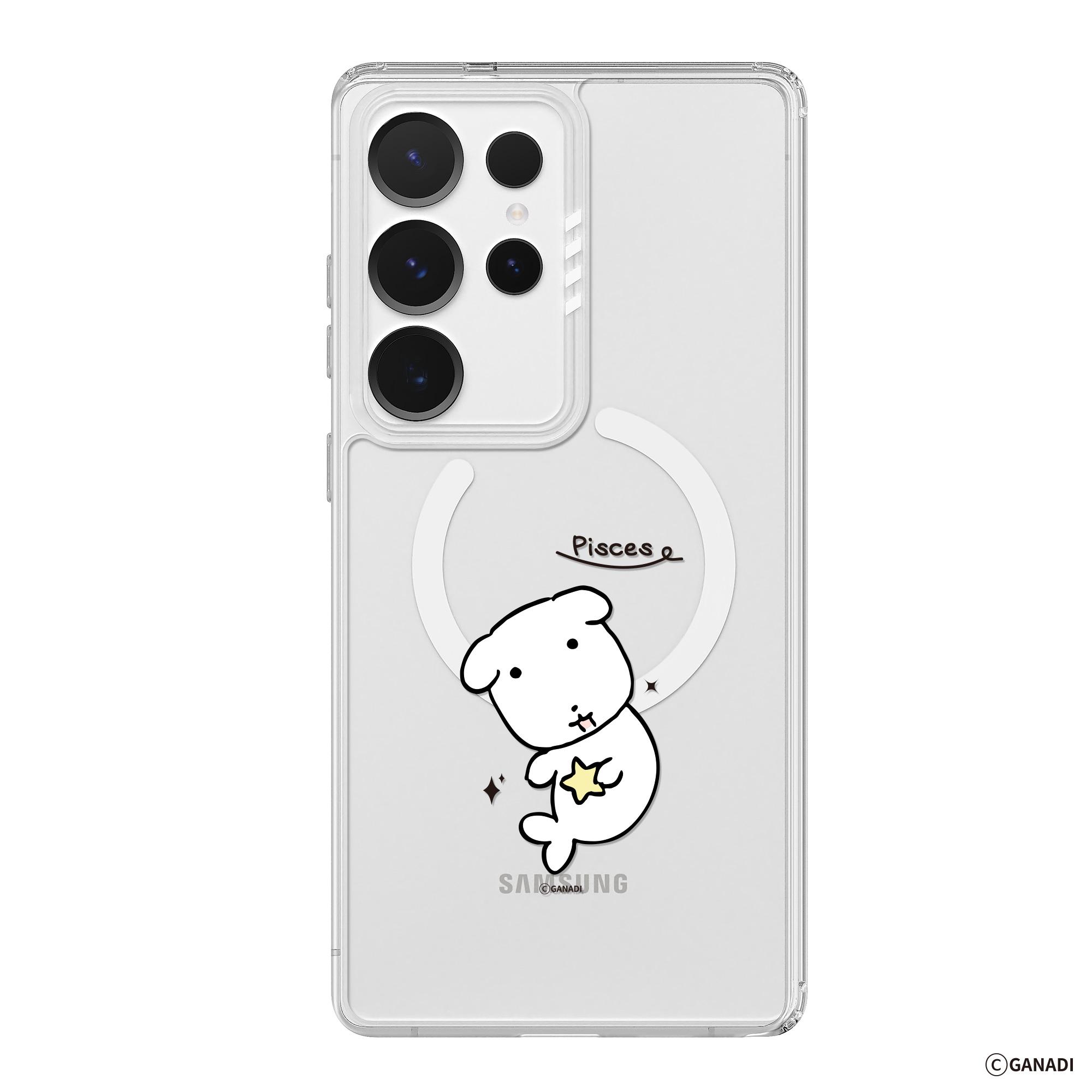 ガナディ Galaxy S25 Ultra クリスタルカラー 星座デザイン MagSafe クリアバンパー Plus ケース うお座