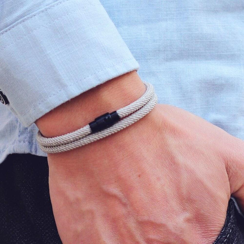 新しいミニマリスト ロープ ブレスレット ダブルレイヤー オム バックル ギフト アクセサリー lsera Bracelet フレンド Hombre サバイバル Blue M 19 5cm 7 7Inch
