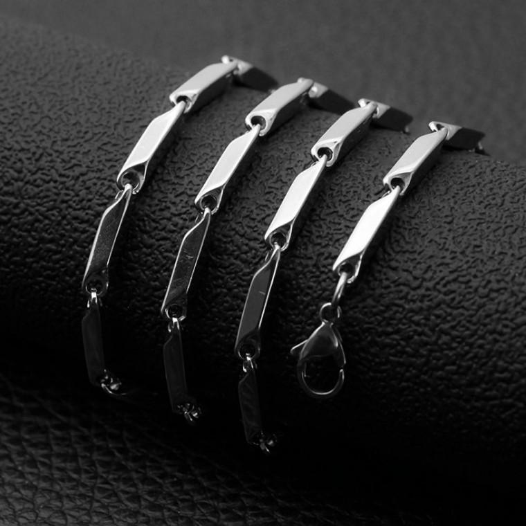 サージカルステンレス ツイスト バンブーチェーン メンズネックレス 2個セット 2mmX40cm(a)