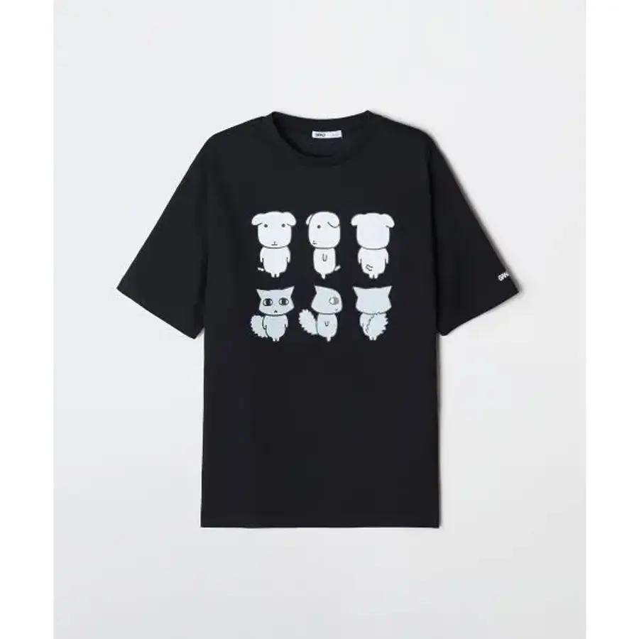 스파오 가나디 반팔 티셔츠 GRAPHIC BLACK SPRLG25U09 국내매장