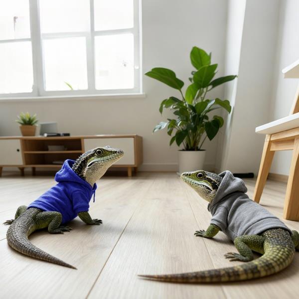 トカゲ服 ビアードドラゴン用 コットンフードTシャツ レオパードゲッコー 衣装 爬虫類ウェア 皮膚保護用