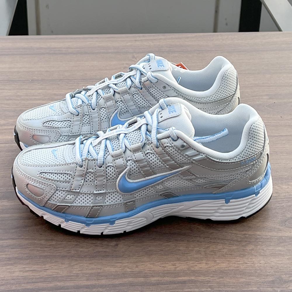 NIKE P6000 歩きやすい スニーカー ランニングシューズ レディース 厚底 P-6000 メタリック プラチナム ブルー