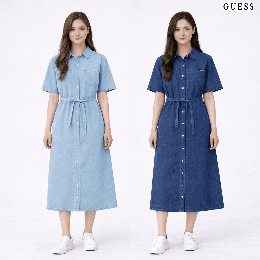 GUESS デニム ワンピース レディース デニム 半袖 夏 デートスタイル