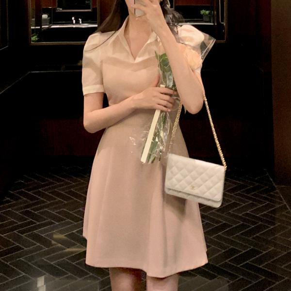 [自社製造] (MADE) NEWバージョン アトリエ 2丈 シャツ 配色 フレアライン ワンピース op15110