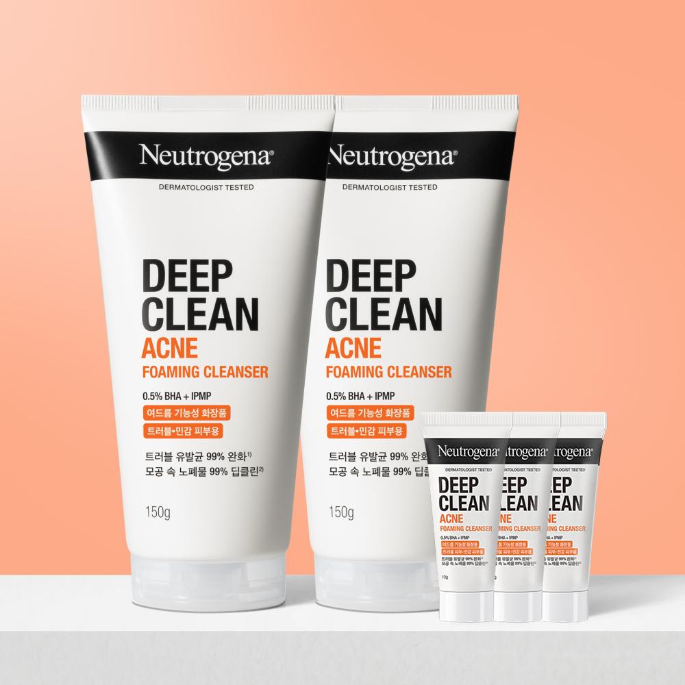 Neutrogena Deep Clean Acne ニキビ フォームクレンジング クレンジングフォーム 150ml, 2個