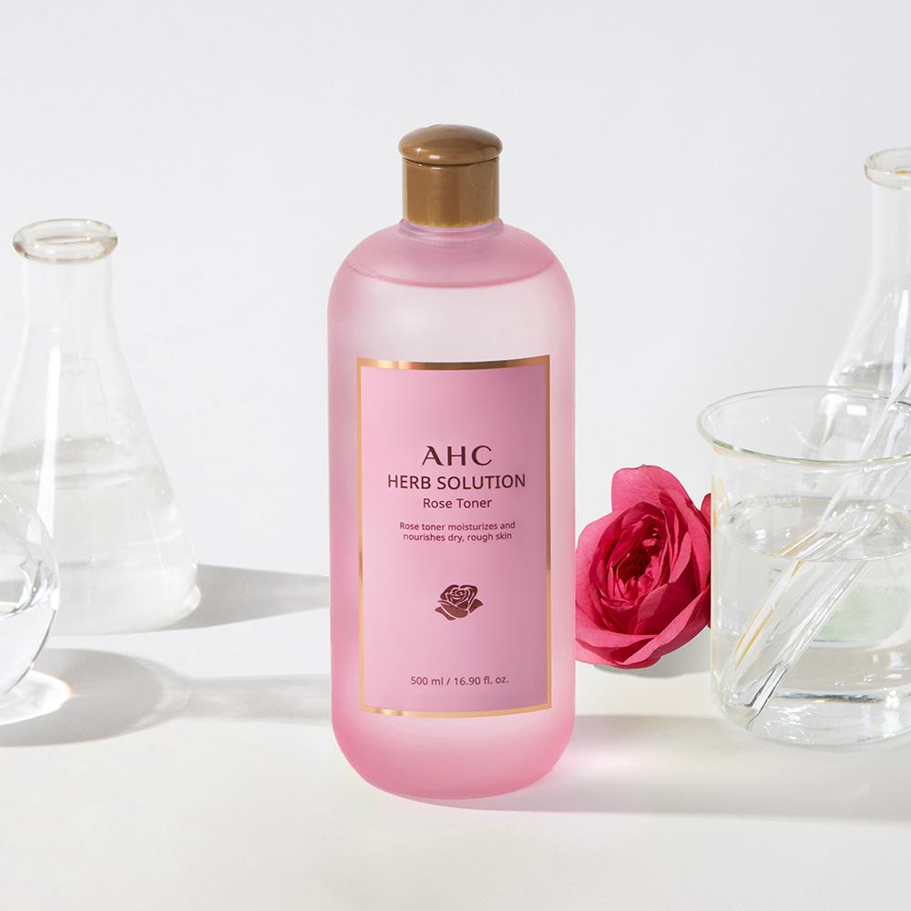 [10% 슈퍼적립] AHC 허브솔루션 로즈 토너 500ml+로즈마리 착붙 마스크팩 10매