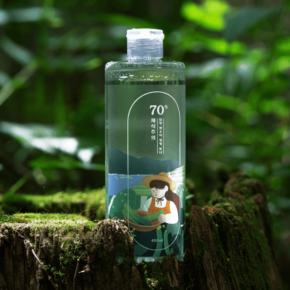 채식주의 담양 햇 오이 70% 쿨링진정 토너_400ml (열감 쿨링 수분 진정 미백 저자극 비건 오이 토너)