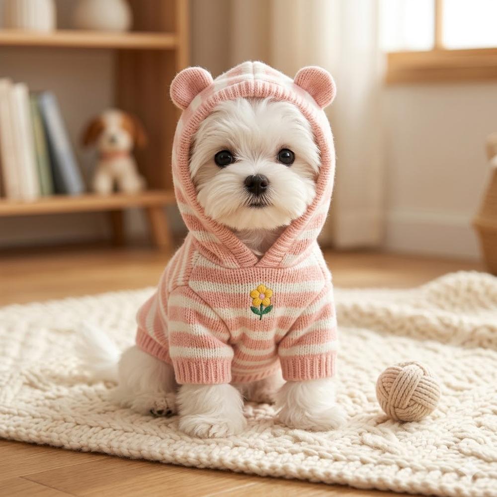 エスホームデコ 犬服 刺繍 フラワー 小型犬 환견복
