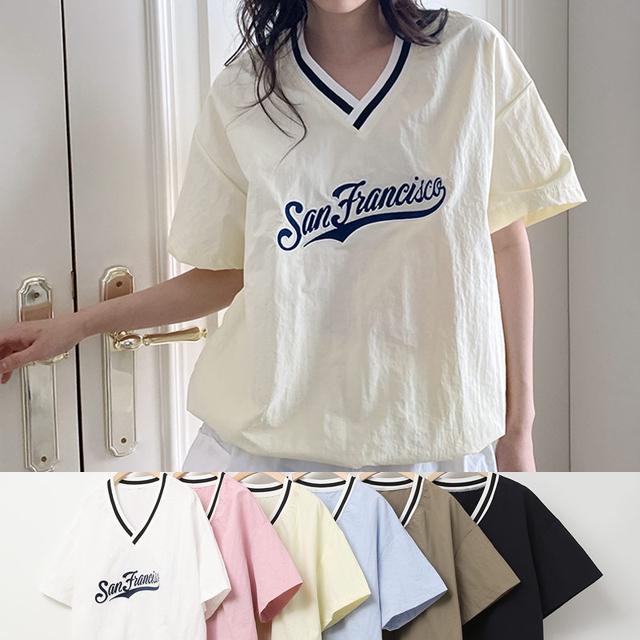 レディース シャリ感 アノラック Vネック 半袖 スウェットシャツ 夏 半袖Tシャツ ランニング トップス