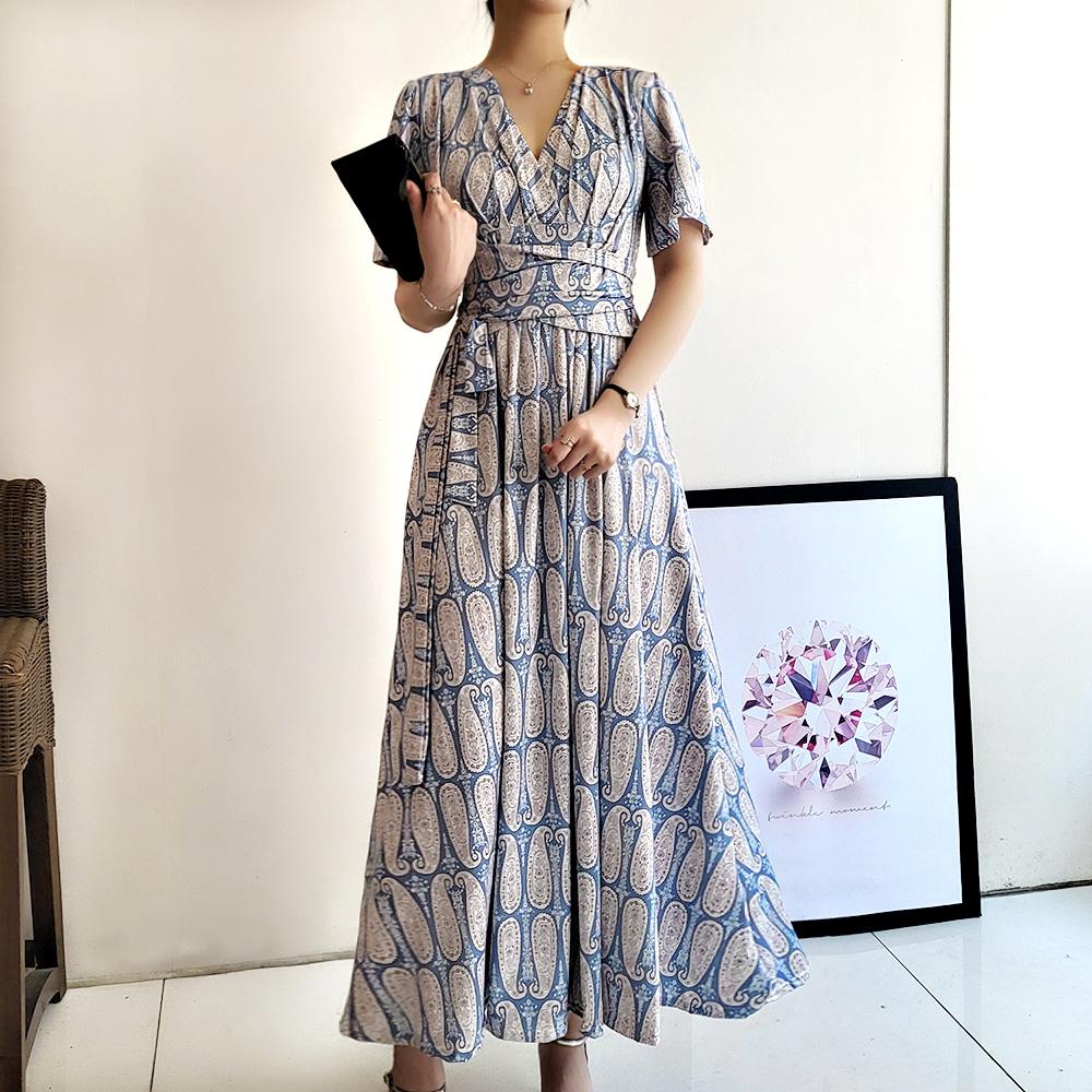 夏 ロング ワンピース ペイズリー ラップ マキシ ゲスト バカンス リゾート フローラル ワンピース