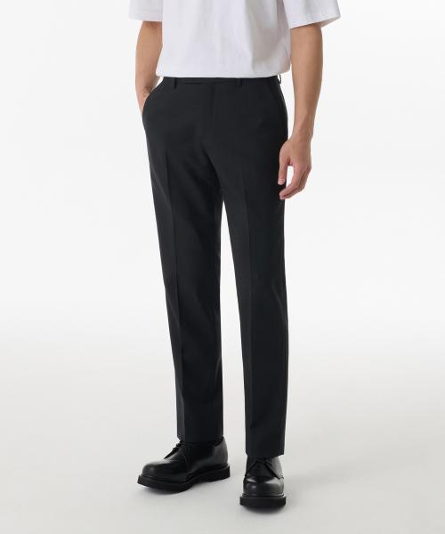 MUSINSA STANDARD musinsastandard MUSINSA WOOL BLEND TAPERED HIDDEN BANDING BOO SLACKS ネイビー