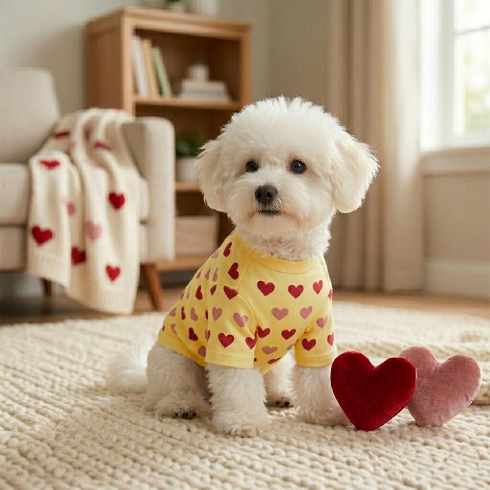 S Home Deco (에스홈데코) 犬服 イエローTシャツ 夏用 涼しい素材 小型犬