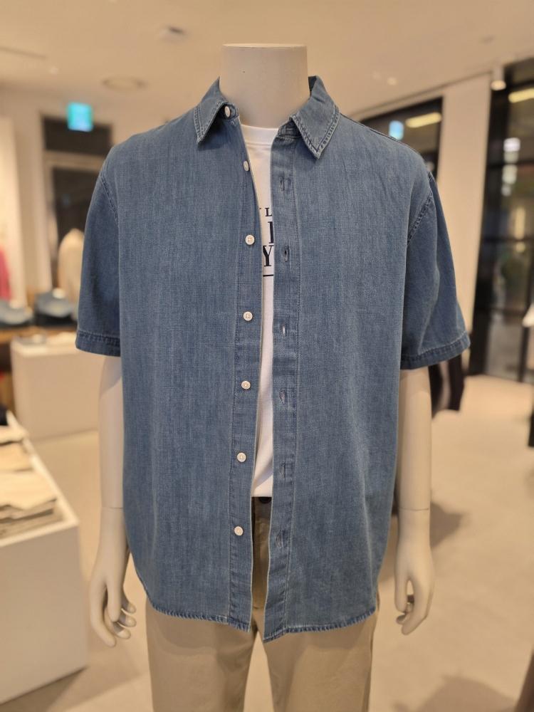 GIORDANO シャツ メンズ デニムシャツ 夏半袖 46511