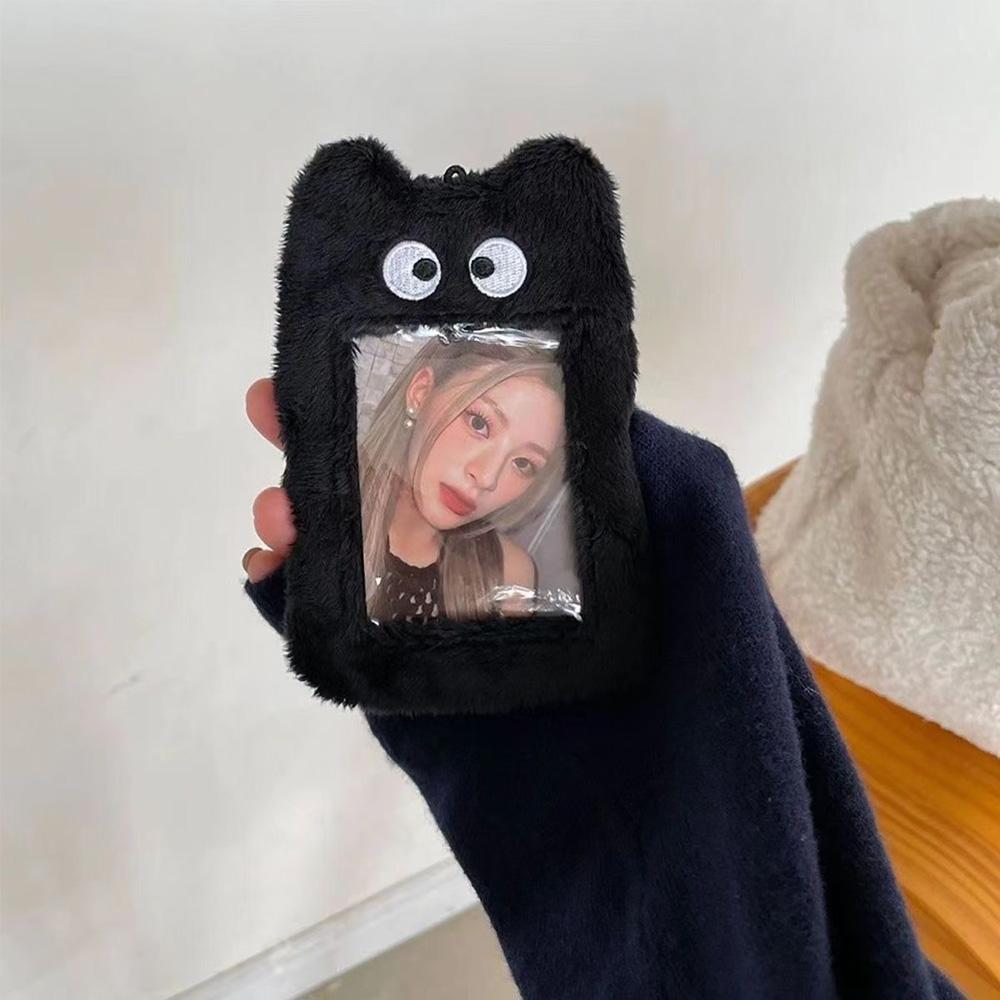 키키더꾸 보들 보들 블랙 고양이 포토 카드 홀더