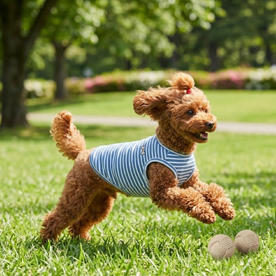 エスホームデコ 犬服 プードル タンクトップ Tシャツ 芝生 小型犬