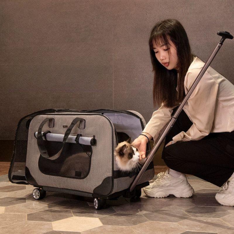 猫用キャリー 大型犬用 ぺットキャリー（透明窓付き・移動用・旅行バッグ・携帯用）