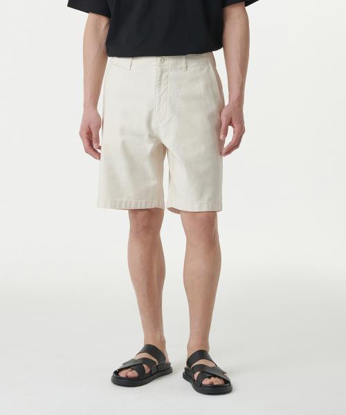 (MUSINSA STANDARD) (ムシンサ スタンダード) BACK SATIN OFFICER SHORTS クリーム