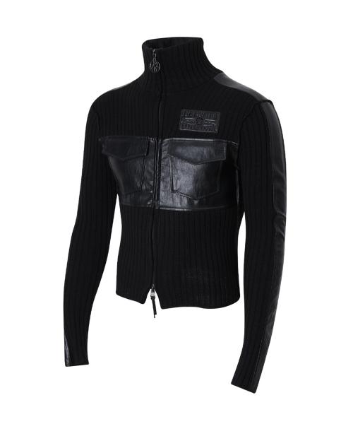 [레씨토] ファブリックミックス ネックジップアップ_[Black] LBCTOT18BK