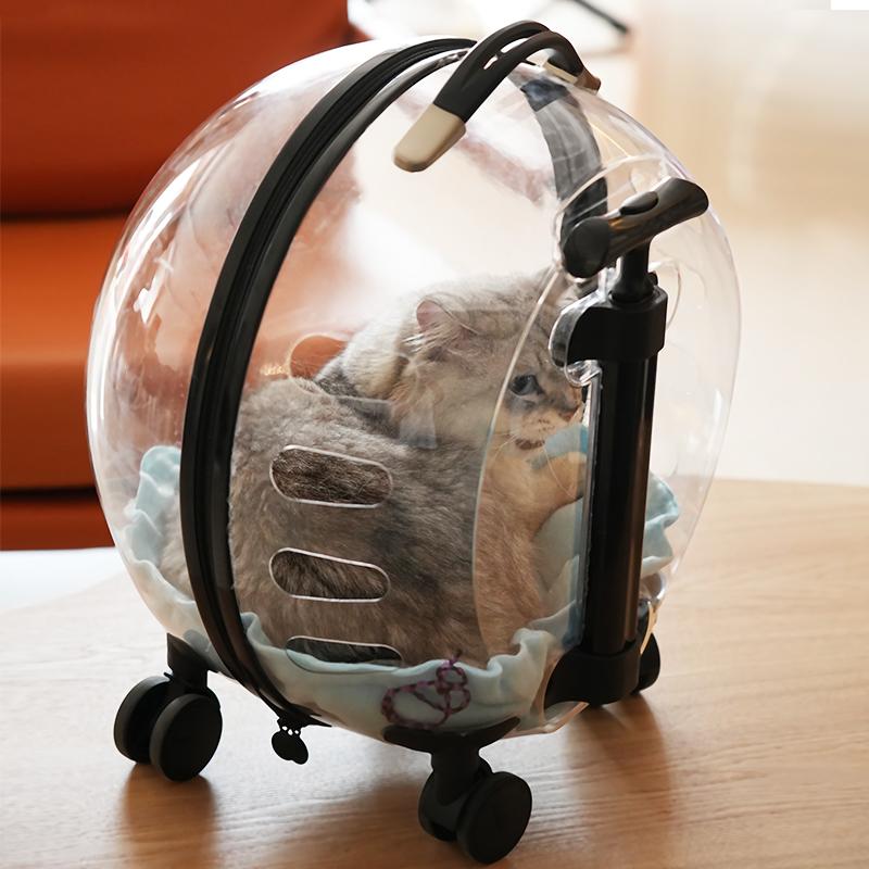 透明キャリー 猫用 냥냥이 ぺキャリー カプセルバッグ 宇宙船型 旅行用バッグ