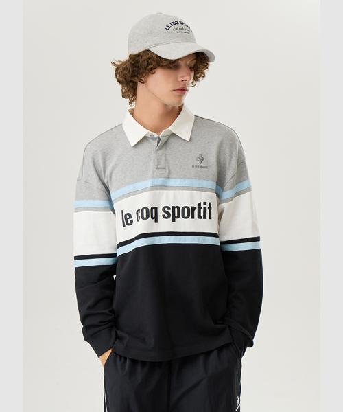 [le coq sportif] カラーブロック ラグビー Tシャツ グレー(QP323TRL83) QP323TRL83_MGR0