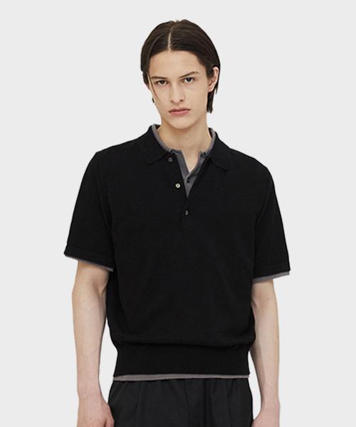 [TAILDUN] Cotton Knit Polo Short Shirt Black TD26N4OT105MBB
