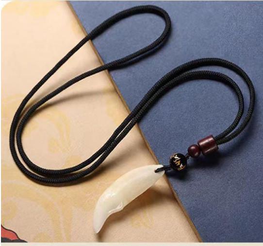 Necklace Fang Fashion Tooth Men's Wolf Pendant Accessory Personality One Size Black Six-Syllable Mantra 4cm Tooth