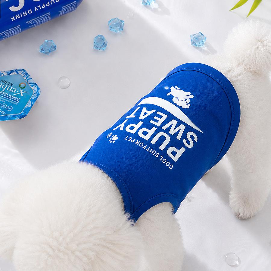 Jjuyu Sparkling Cool Sleeveless Dog Summer T-shirt Cooling Tee UVカット 犬服 Blue S