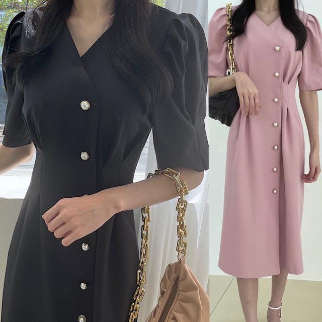 夏ゲストワンピース ビッグサイズ ピンク ブラック 半袖きれいめワンピース 結婚式ゲストコーデ 小柄さん