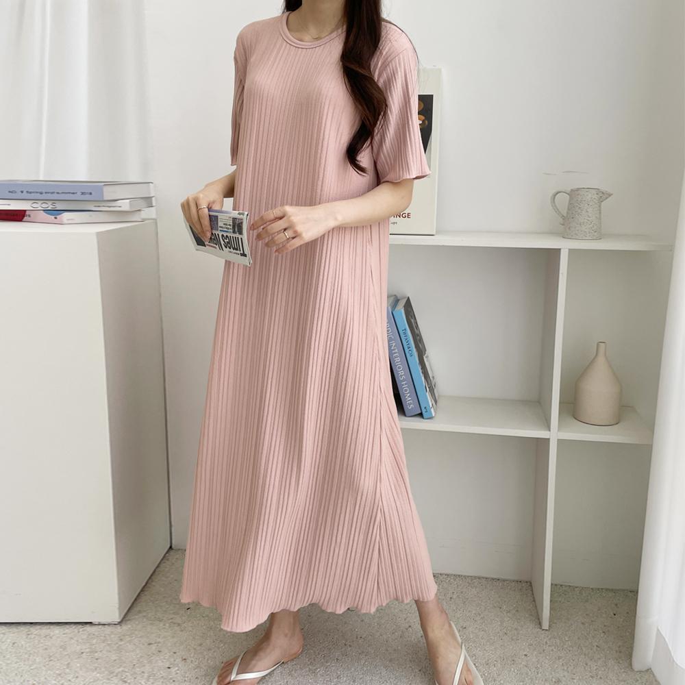 楽ちん夏ロングワンピース ビッグサイズ 半袖ギャザープリーツワンピース リゾート 妊婦撮影 ブラック ピンク