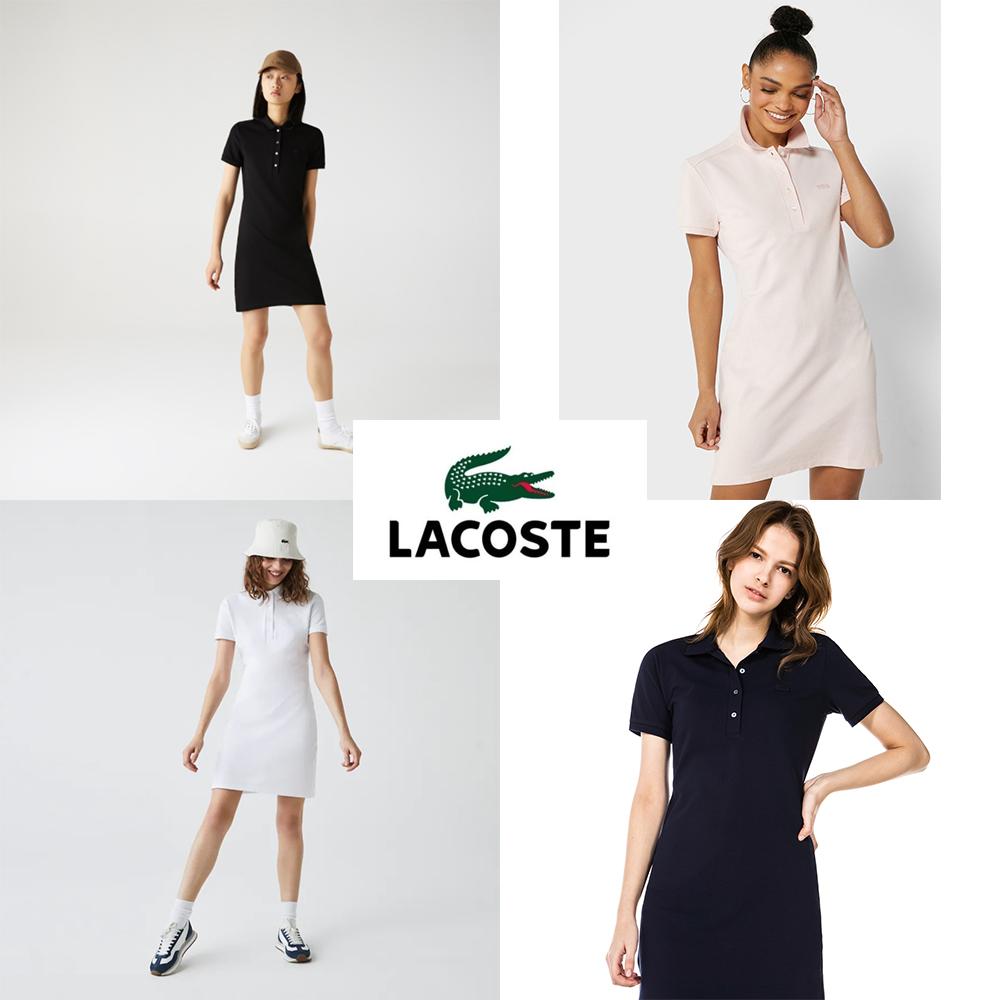 Lacoste ラコステ Runnes ポロシャツ半袖ワンピース スリムフィットロングTシャツ ブラック ピンク ホワイト ネイビー