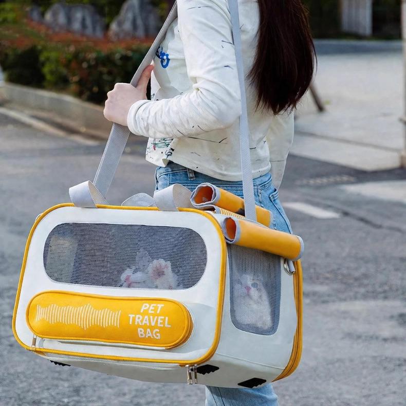 강아지 고양이 접이식 이동가방 옥스포드 펫 캐리어 크로스백