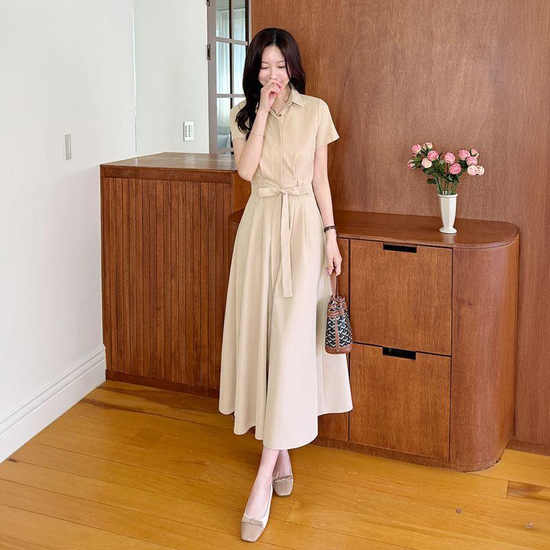 [클릭앤퍼니] 샤빙핀턱 카라원피스+스트랩SET (OP85085)