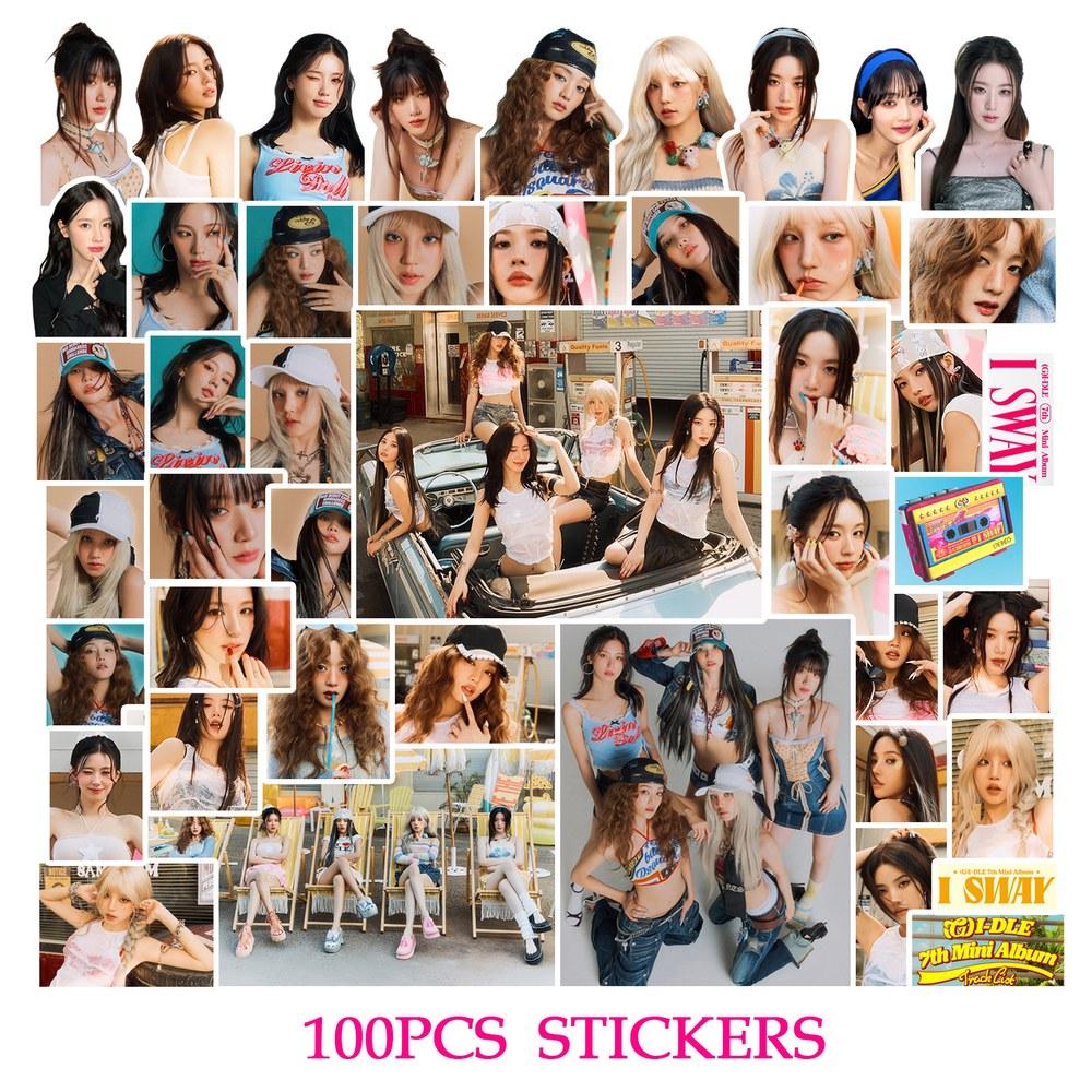 G I DLE INEVER DIE 스티커 앨범 GIDLE 로모 카드 소녀 화상 사진 엽서 팬 선물 세트당 100