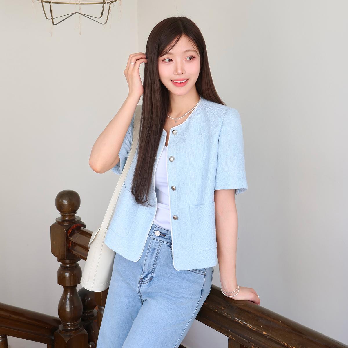 ROEM All Day カラーレス ツイード 半袖ジャケット RMJKG25R99